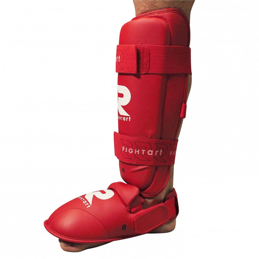 Protège-tibia et pied de karaté - entraînement et compétition - Modèle rouge