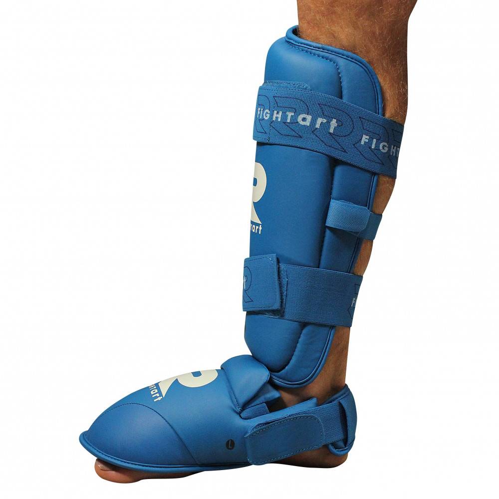 Protège-tibia et pied de karaté - entraînement et compétition - Modèle bleu