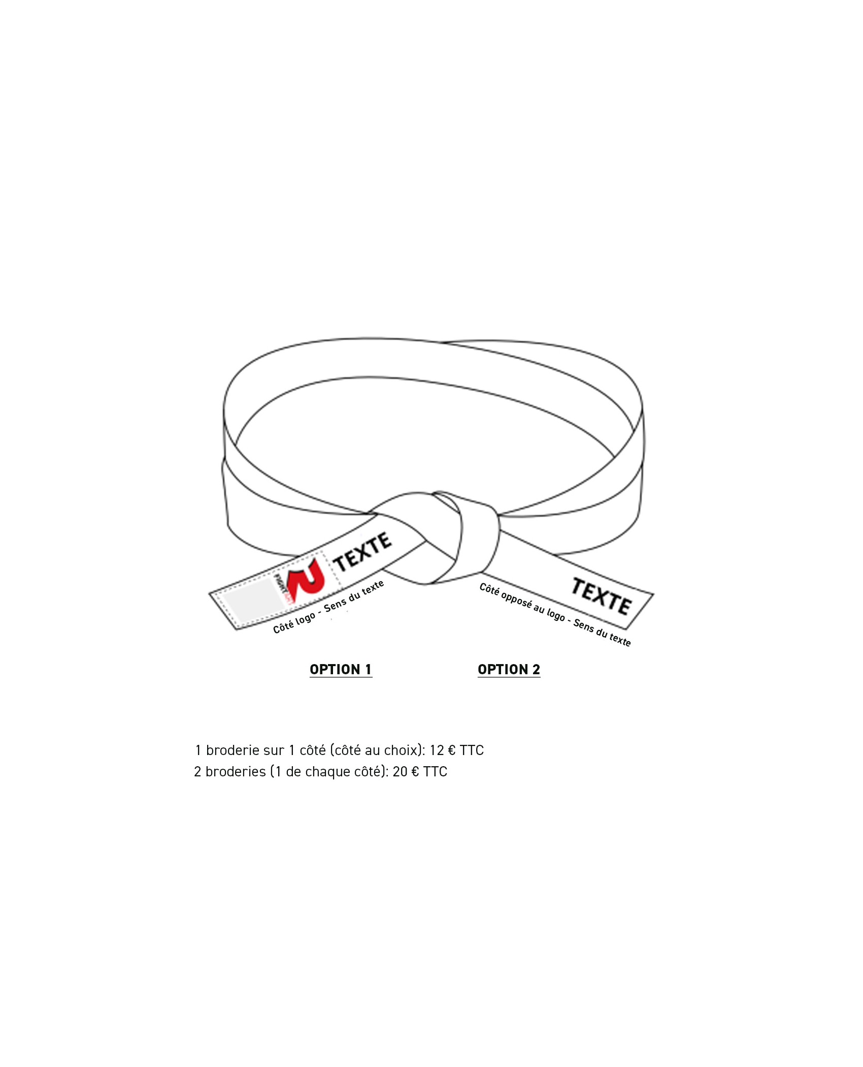 Ceinture arts martiaux blanche - Modèle Obi1 - NPU