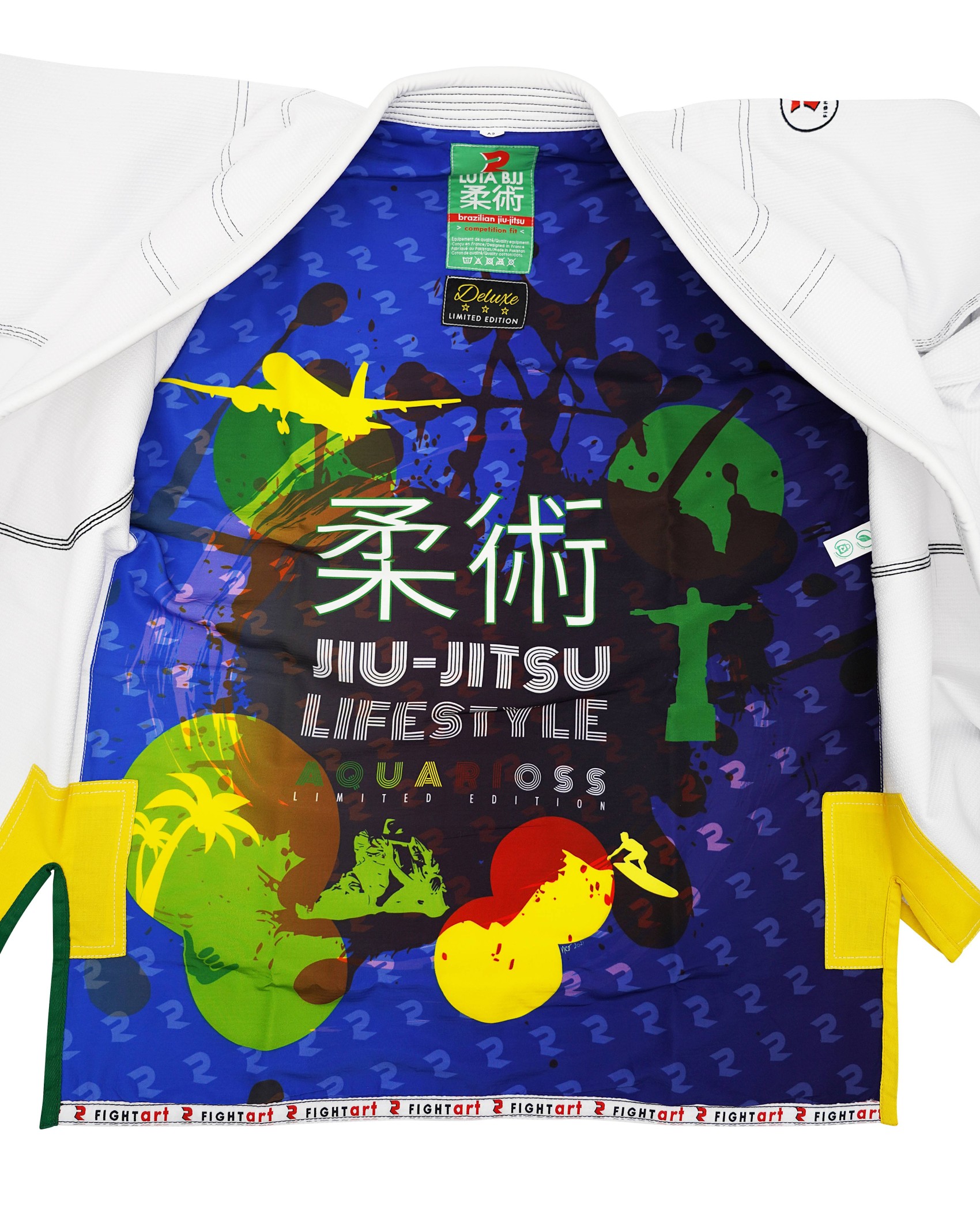 Kimono jiujitsu entraînement et compétition - Modèle Luta blanc - Edition Limitée Aquarioss
