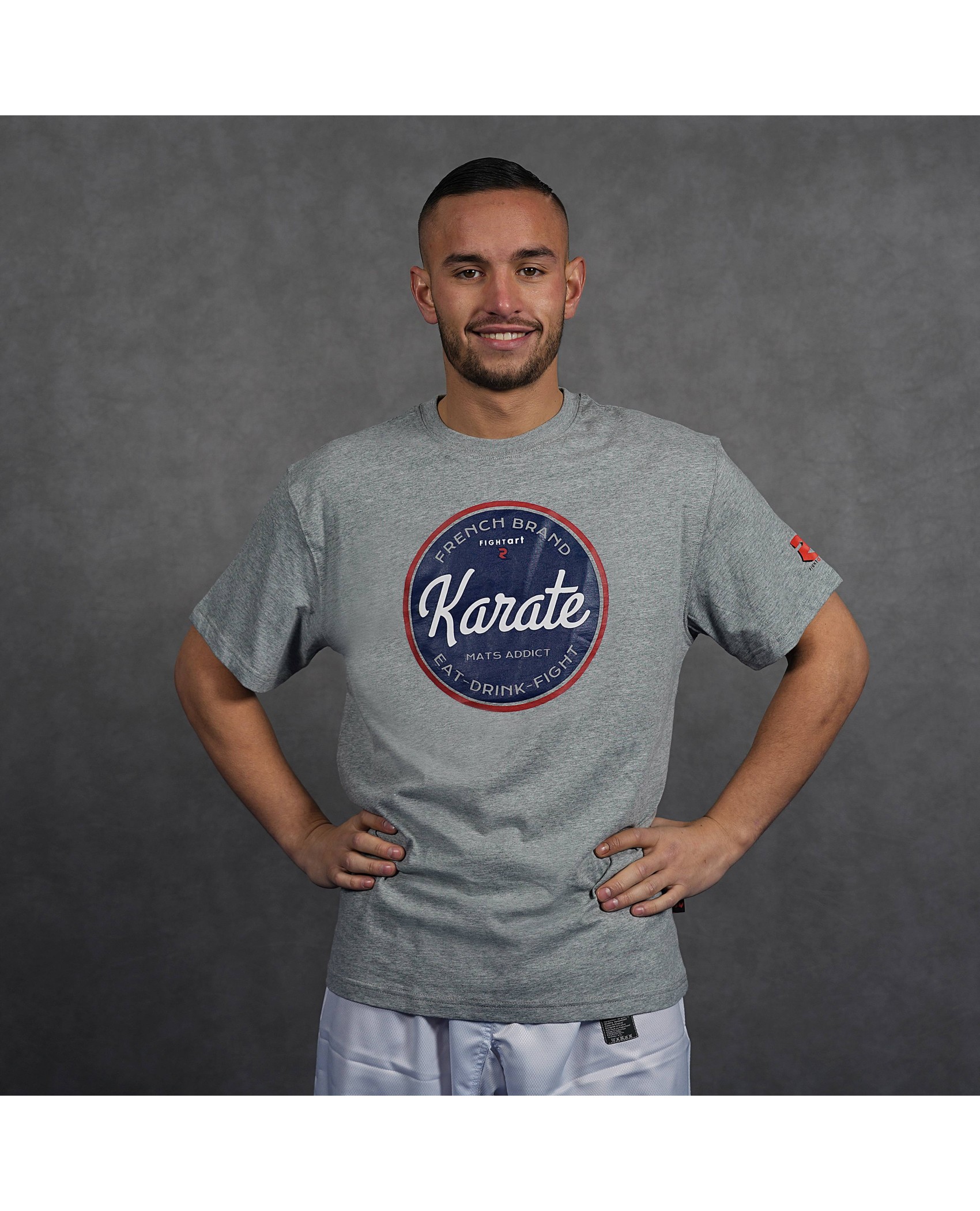 T shirt gris homme coton bio french karaté – Confort naturel & style épuré