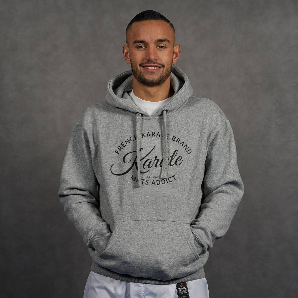 Sweat capuche gris – Confort & style inspiré du karaté | Fightart