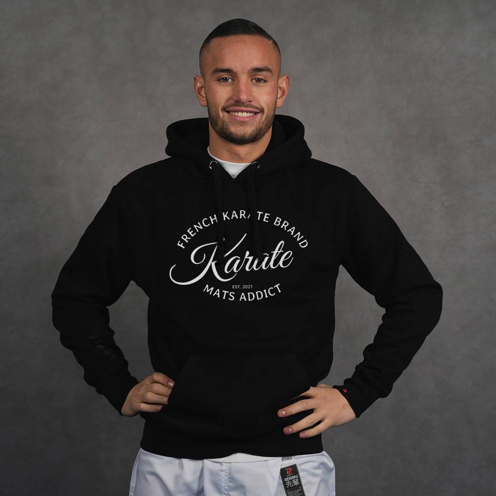 Sweat capuche noir – Confort & style inspiré du karaté | Fightart
